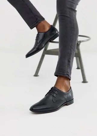 Черные кожаные туфли дерби Walk London-Черный