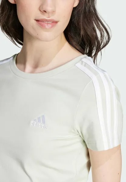 Футболка с принтом ESSENTIALS 3-STRIPES adidas, зеленый