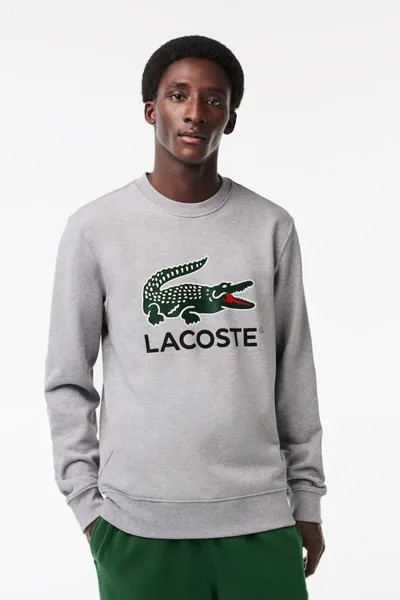 Классический крой темно-синий свитшот Lacoste из хлопкового флиса Lacoste, серый