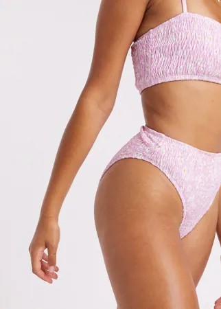 Розовые плавки бикини с завышенной талией и принтом Missguided-Розовый цвет
