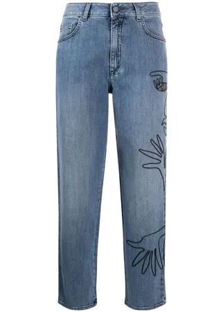 Moschino укороченные джинсы с вышивкой