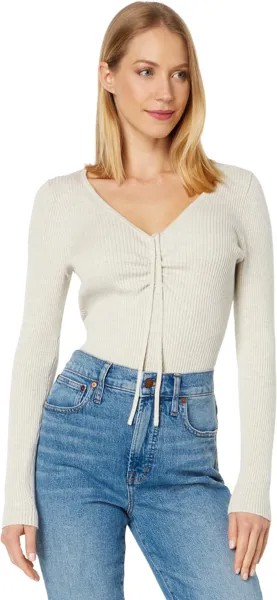 Тонкий пуловер Ibiza с V-образным вырезом и завязками Madewell, цвет Heather Stone