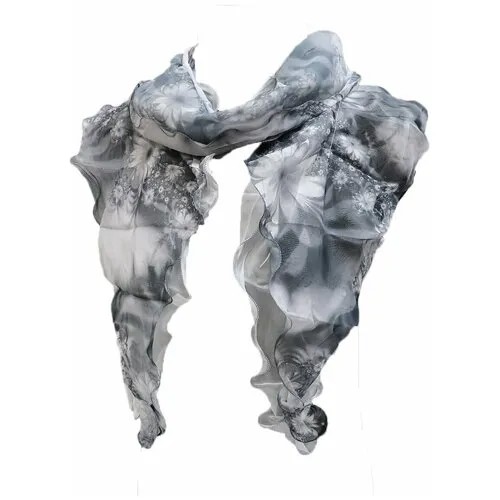 Шарф Crystel Eden,160х20 см, серебряный, серый