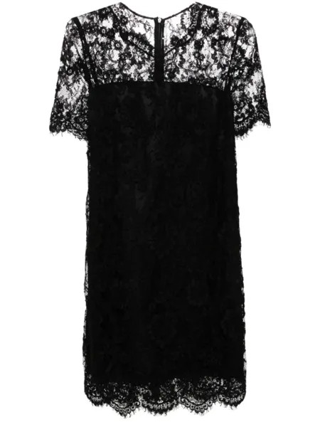 Ermanno Scervino мини-платье из кружева с вельветом, черный