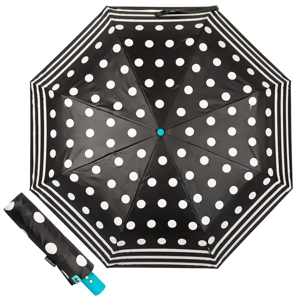 Зонт складной женский автоматический M&P C58215 Dots, черный, белый