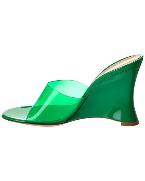 Сандалии Gianvito Rossi 95 на танкетке из винила и лака, зеленый