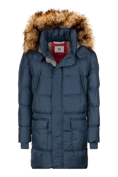 Длинная стеганая зимняя куртка с капюшоном Giorgio Di Mare, индиго