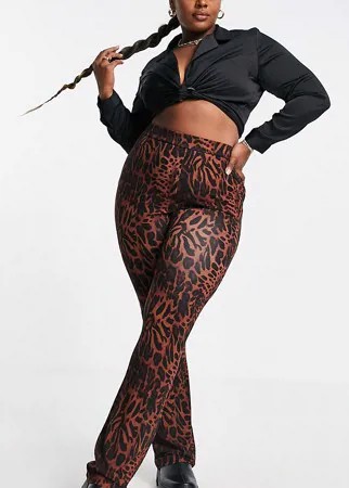 Широкие брюки с леопардовым принтом ASOS DESIGN Curve-Разноцветный