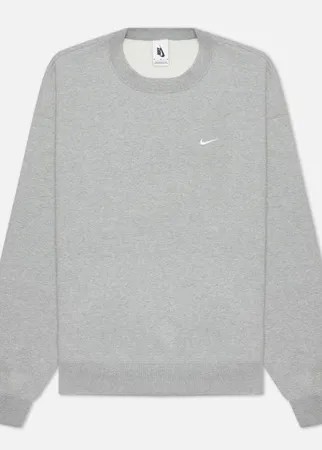 Мужская толстовка Nike NRG Solo Swoosh Crew Fleece, цвет серый, размер XS