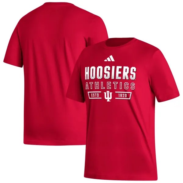 Мужская малиновая футболка Indiana Hoosiers Head of Class Fresh adidas