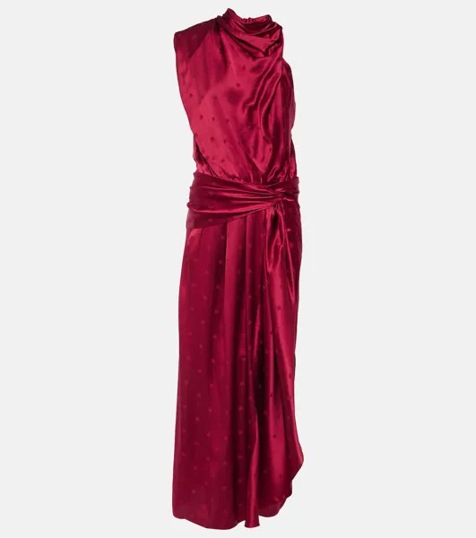 Асимметричное платье миди из шелкового жаккарда Johanna Ortiz, красный
