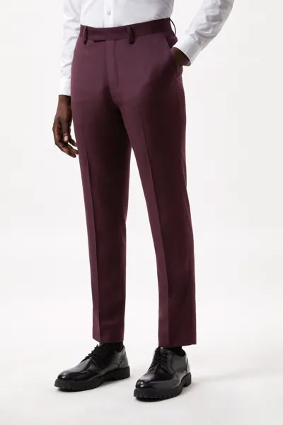 Узкие бордовые костюмные брюки с микротекстурой Burton, красный