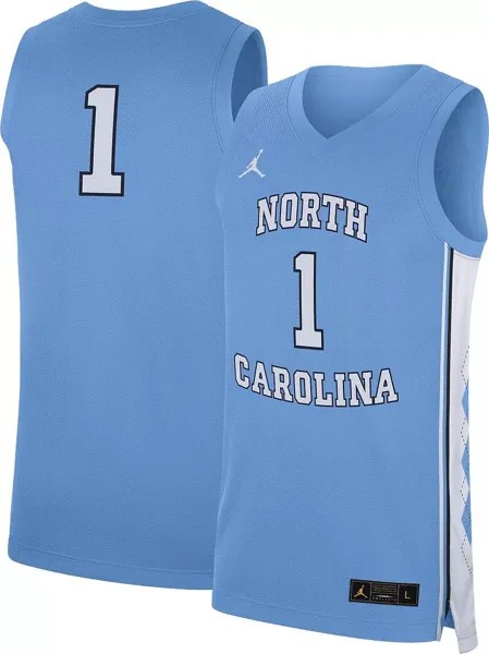 Мужская баскетбольная майка Jordan North Carolina Tar Heels #1 Carolina Blue Replica