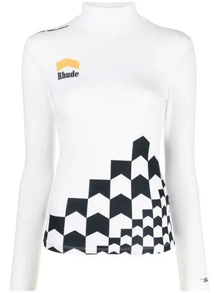 RHUDE футболка с высоким воротником и длинными рукавами, белый