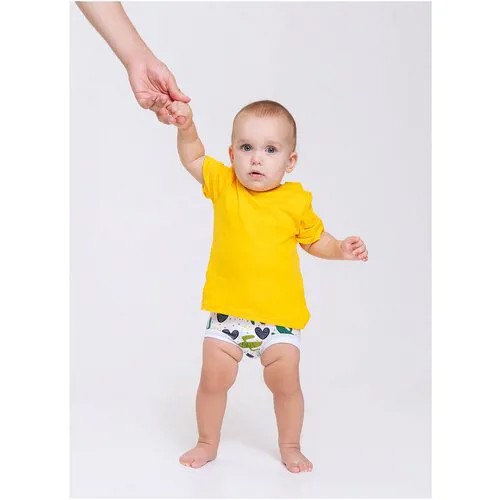 Детский комплект Diva Kids: футболка и трусы блумеры, 74 размер, желтый, кактусы, с кнопками/ Комплект одежды для малышей