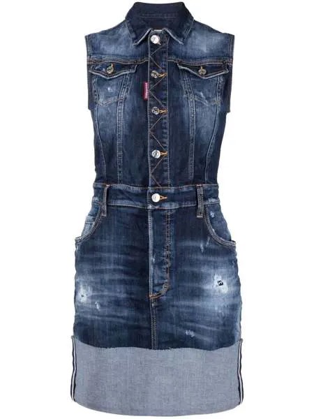 Dsquared2 джинсовое платье мини с эффектом потертости