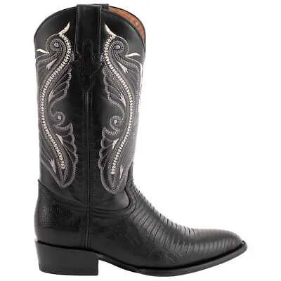 Мужские Черные Повседневные Ботинки Ferrini Teju Lizard Round Toe Cowboy 11111-04