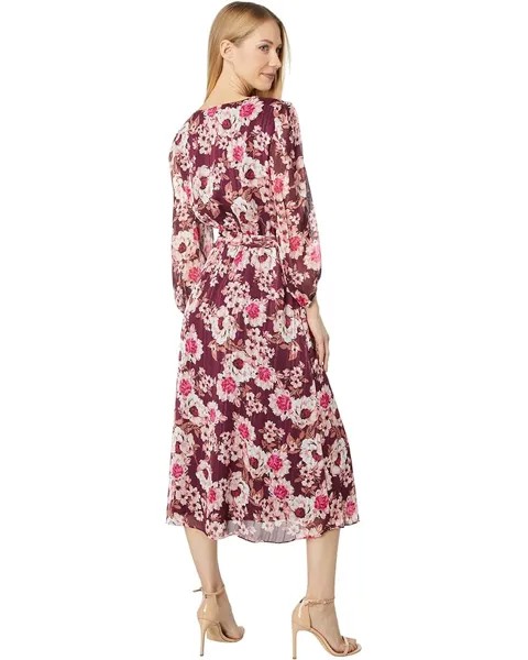 Платье Anne Klein Floral Print Elastic Waist Dress, цвет Elderberry Combo