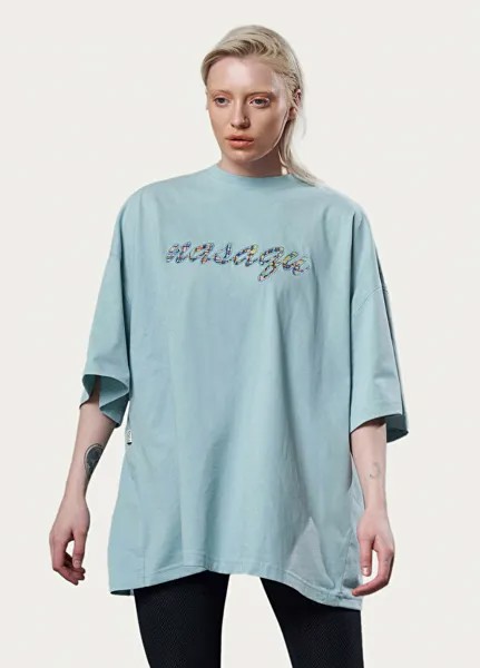 Zini super oversize aero мятная футболка с разрезом сзади Nasaqu