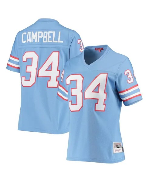 Женская голубая майка Earl Campbell Houston Oilers 1980 Legacy Replica Mitchell & Ness