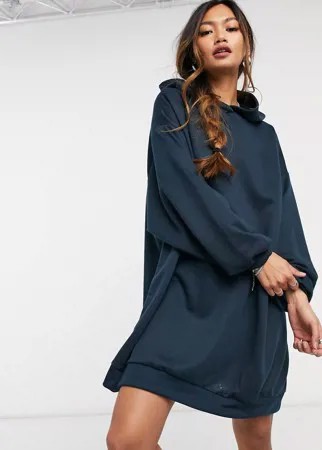 Темно-синее платье-худи мини в стиле oversized ASOS DESIGN-Темно-синий