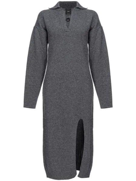 PINKO трикотажное платье миди с косым воротником, серый