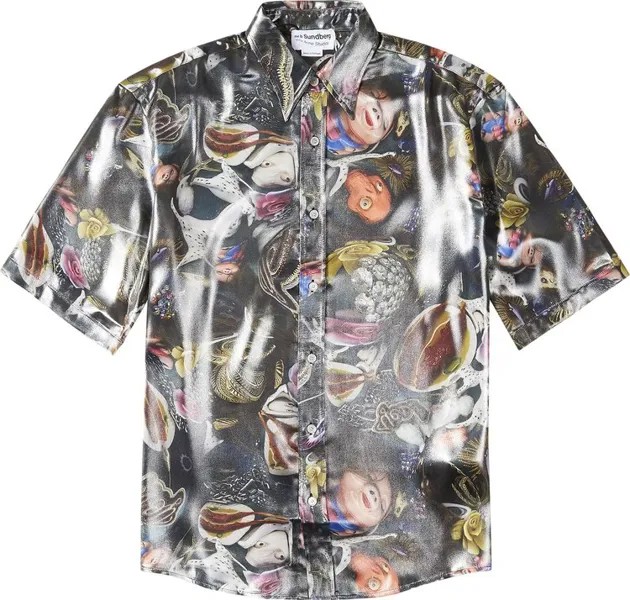 Рубашка Acne Studios Fluid Printed Short-Sleeve 'Black/Multicolor', разноцветный