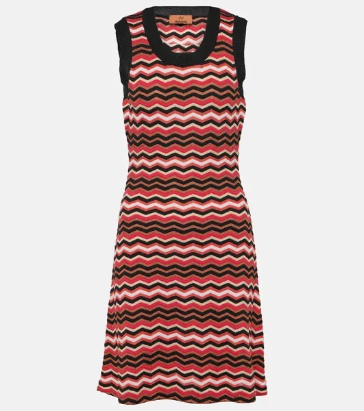 Платье мини из смесового хлопка с зигзагом Missoni, мультиколор