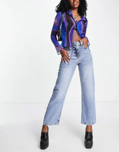 Голубые винтажные выбеленные джинсы COLLUSION x014