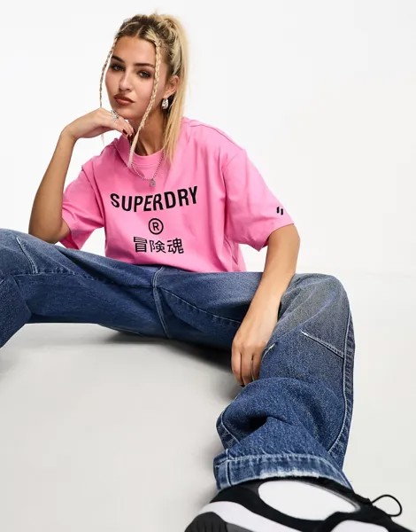 Розовая спортивная футболка Superdry Code Core