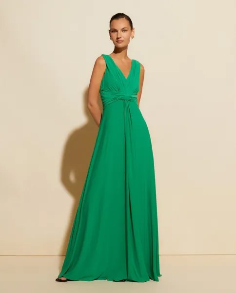 Длинное трикотажное платье Woman Fiesta El Corte Inglés, изумруд