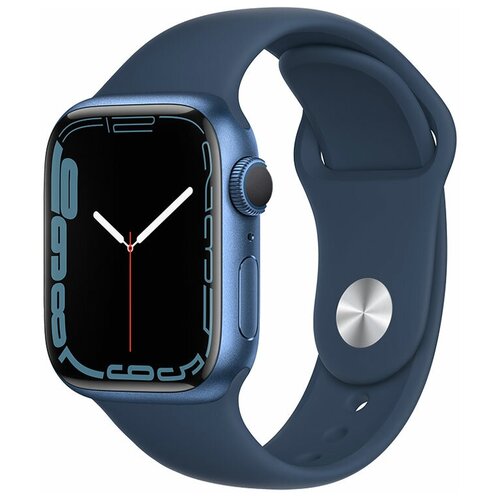 Apple Watch Series 7 GPS, 41mm Blue Aluminium Case with Abyss Blue Sport Band (MKN13)