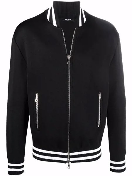 Balmain бомбер с отделкой в полоску