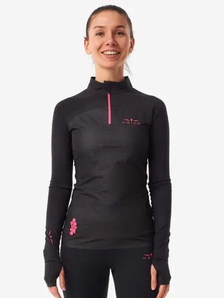 ЛОНГСЛИВ С МЕМБРАННОЙ ВСТАВКОЙ ЖЕНСКИЙ 1/2 ZIP MEMBRANE | BLACK/PINK, Черный