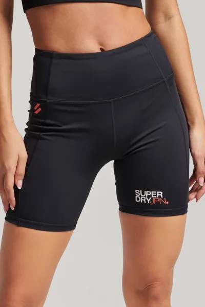 Узкие шорты Sport Core шесть дюймов Superdry, черный