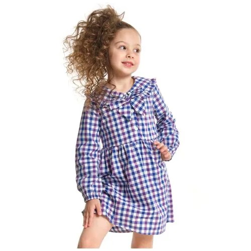 Платье Mini Maxi, хлопок, в клетку, размер 104, синий