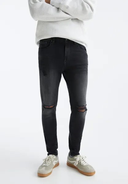 Джинсы скинни Ripped Super PULL&BEAR, черный