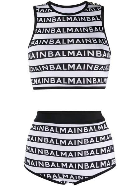 Balmain бикини с завышенной талией и логотипом