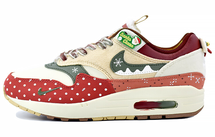 Кроссовки Nike Air Max 1 Lifestyle Shoes Women's Low-top Khaki/White/Red/Green, хаки
