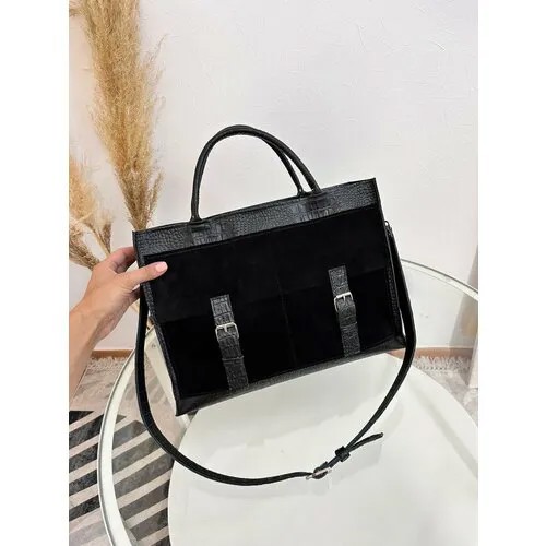 Портфель Shapely 665765877876, фактура под рептилию, черный