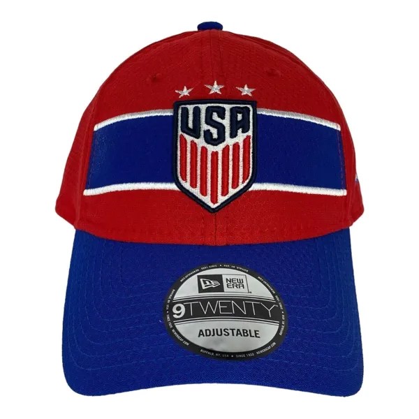Футбольная кепка New Era 39Thirty USA, размер средний/большой, красная, синяя, с 3 звездами USWNT