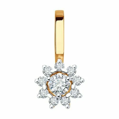 Подвеска GOLD CENTER, красное золото, 585 проба, фианит