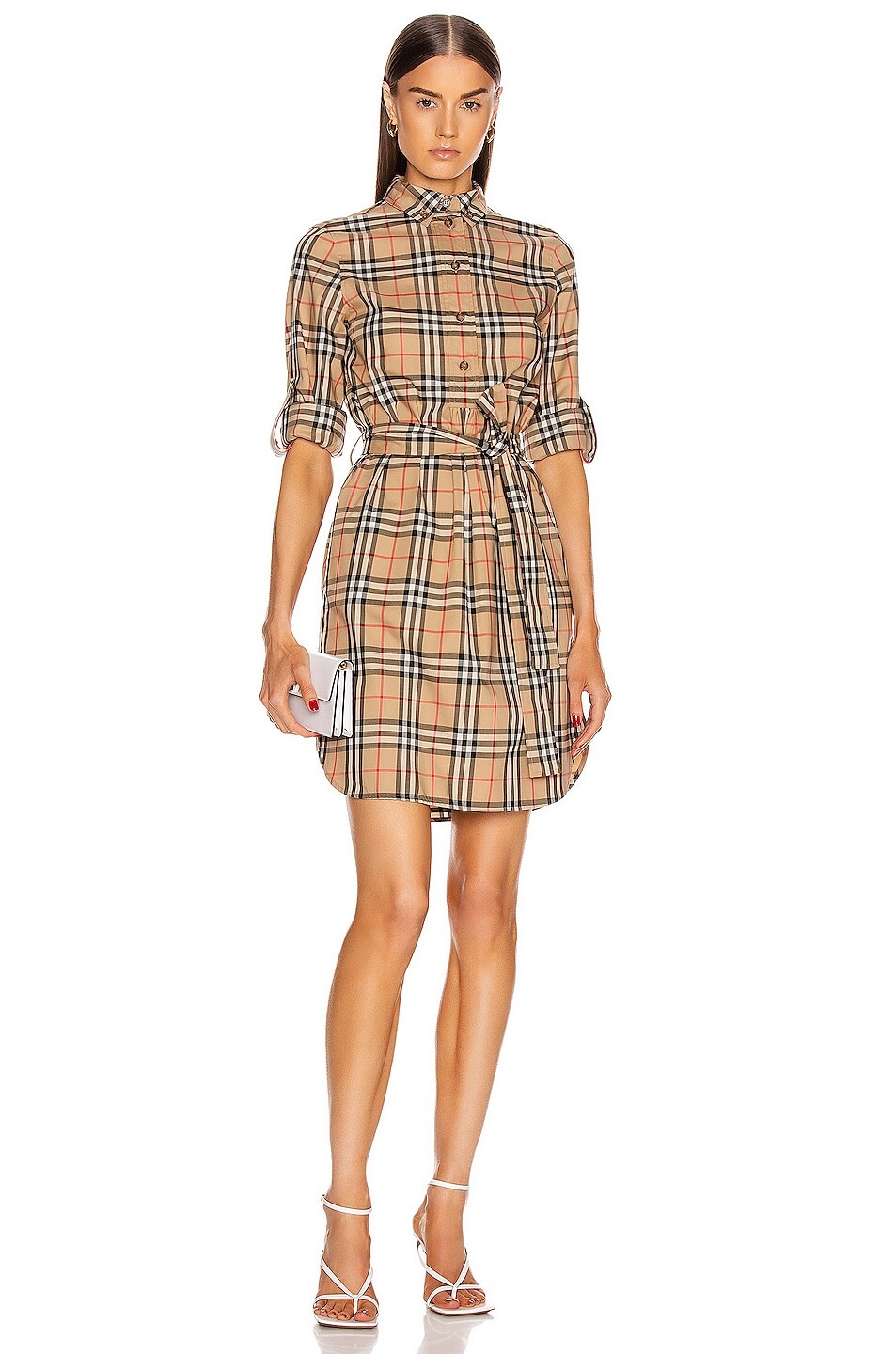Платье Burberry Long Sleeve, цвет Archive Beige Check