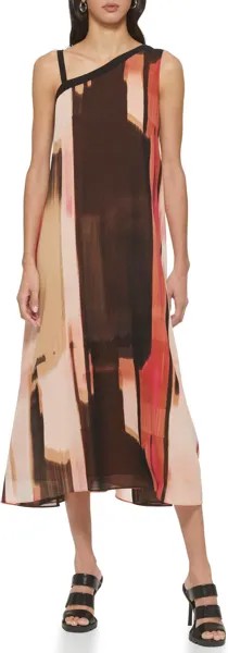 Платье DKNY Sleeveless Print Chiffon Cold-Shoulder Dress, цвет Amalfi Pink/Pristine Multi