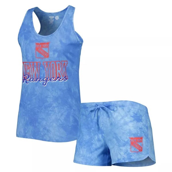 Женский спортивный костюм синего цвета с надписью «New York Rangers Billboard» - топ на бретелях и шорты для сна