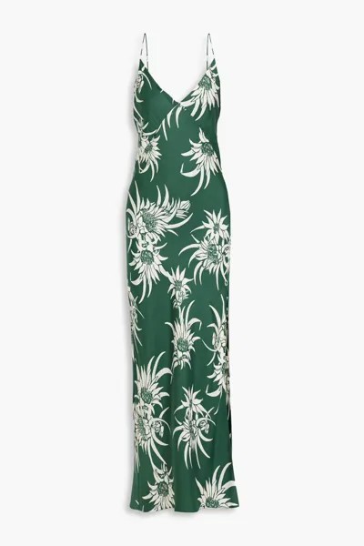 Платье макси Larissa из смесового шелка с цветочным принтом и шармезом Rag & Bone, зеленый