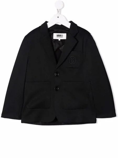 MM6 Maison Margiela Kids однобортное пальто с вышитым логотипом