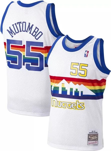 Мужская майка Mitchell & Ness Denver Nuggets Дикембе Мутомбо #55 Swingman