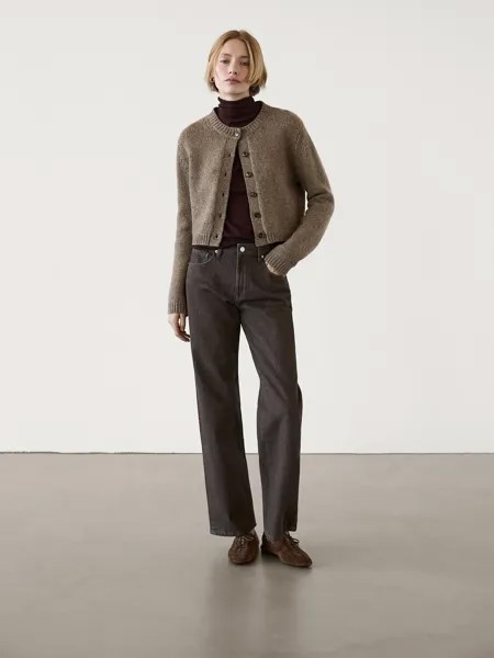 Короткий кардиган из 100% шерсти Massimo Dutti, бежевый