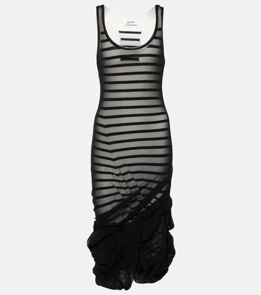 Платье миди из тюля и тюля со сборками Jean Paul Gaultier, синий